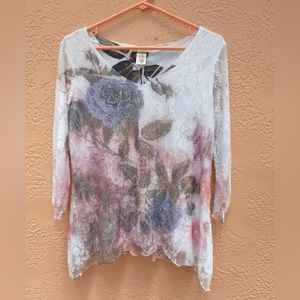 Brittany Black Women's Blouse Laced outer with printed floral size PM